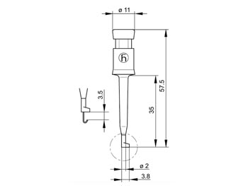 Mini testprobe m. krog - Rød (loddetype)