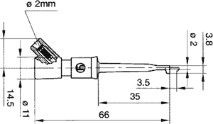 Mini testprobe m. gribekrog - Rød (2mm bananfatning)