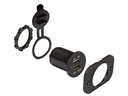 USB biladapter til panelmontage - 12/24V ind > 2 x USB 5V ud