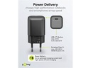 USB-C PD netadapter - 1xUSB-C (65W/3,25A), Sort