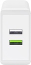 Netadapter - 5Vdc USB-A +QC3.0 USB-A (28W), Hvid