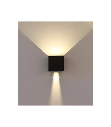 6W firkantet væglampe 3000K - Sort