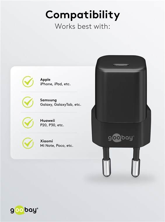 USB-C™ PD GaN Lynlader Nano (20W) Sort