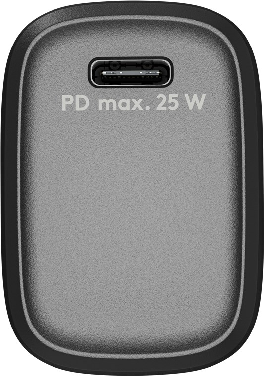 USB-C PD netadapter - 1xUSB-C, 5V/9V, 25W/3A, Sort