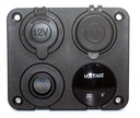USB panel - 2 x 5V/2,1A USB, 12V cigar, LED voltmeter, kont.