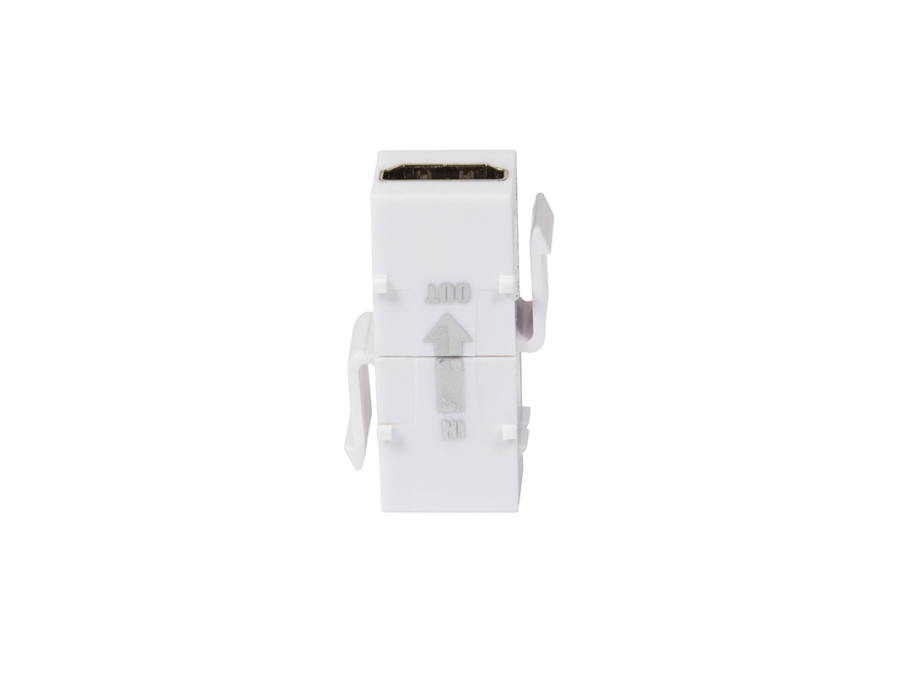Keystone HDMI stik - 2 x HDMI hun, m. repeater, Hvid