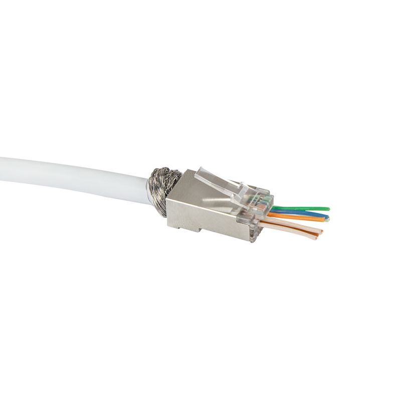 RJ45 stik, 8P8C CAT6 FTP trådet/massiv Pass through, 10 stk.