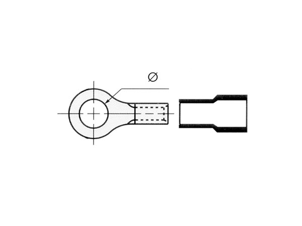 Ringkabelsko - Gul M4 Ø4,3mm hul (10 stk.)