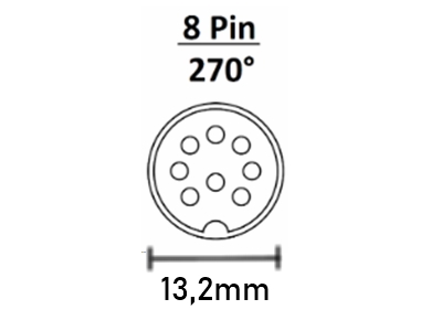 DIN stik - 8pol han multistik 270° Plasthus, Grå