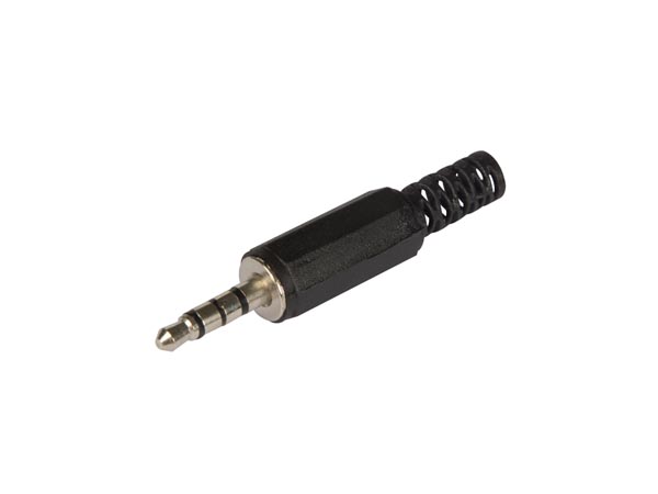 JACK stik - 3,5mm 4pol han, Sort plast