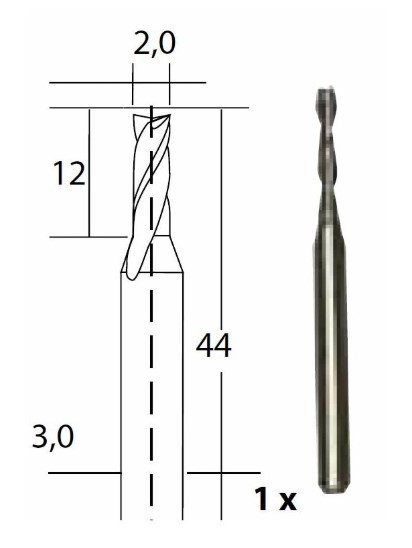 Hårdmetal multifræser - 2mm