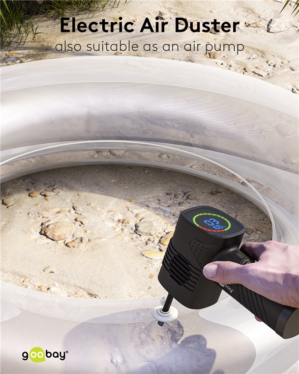 Genopladelig trykluft blæser m. 5 dyser - 2000mAh, Sort