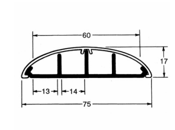 Gulv-kabelkanal - 75x17mm, Grå (2m)