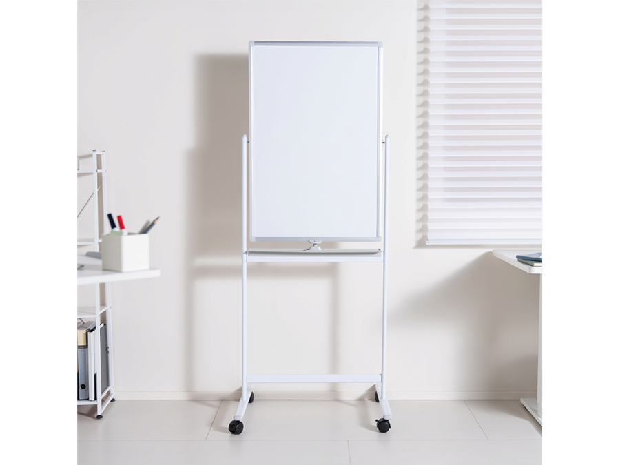 Magnetisk whiteboard - 2-sidet, alu.ramme, hjul (60 x 90cm)