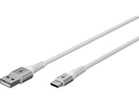 USB-C™ til USB-A Supersoft PD Tekstilkabel, 3A, Hvid (0,5m)