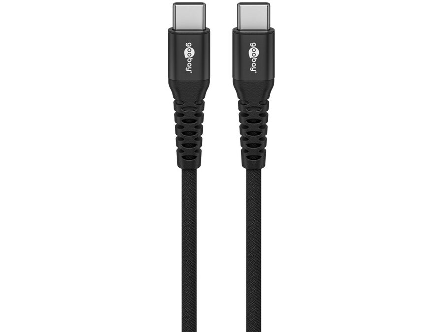 USB-C™ til USB-C™ Supersoft PD Tekstilkabel, 3A, Sort (0,5m)