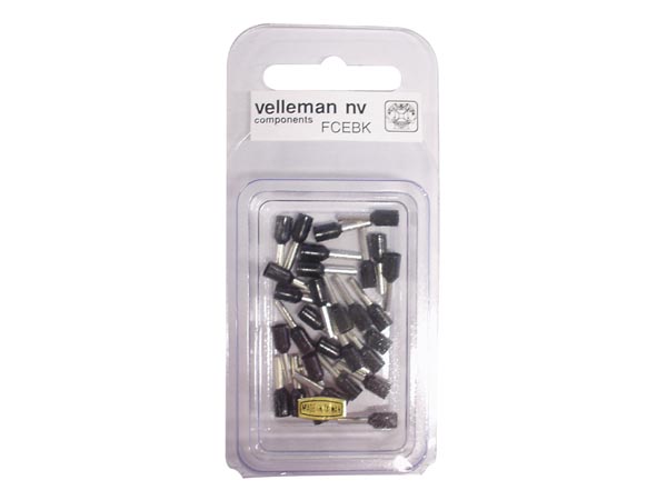 Isoleret ledningsende-tylle - 1,5mm² 8mm Sort (25 stk.)