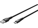 USB-C™ til USB-A Supersoft PD Tekstilkabel, 3A, Sort (1m)