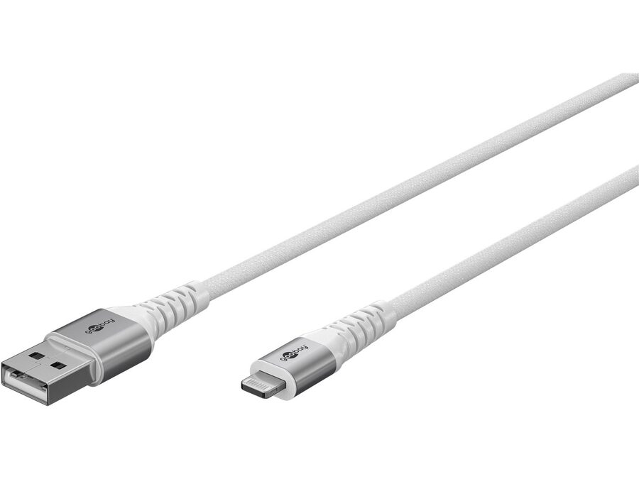 USB-A til Lightning Supersoft PD Tekstilkabel, 3A, Hvid (2m)