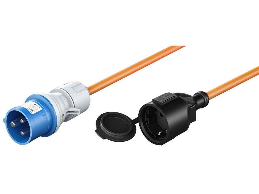 CEE camping adapter - CEE 7/3 F hun til 3P CEE han (1,5m)