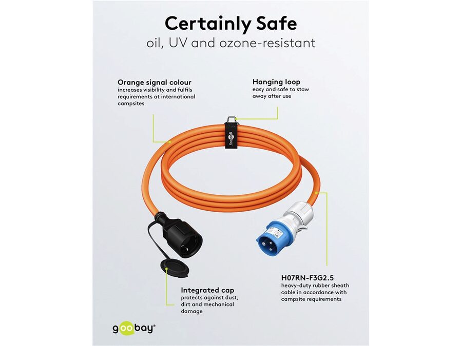 CEE camping adapter - CEE 7/3 F hun til 3P CEE han (1,5m)