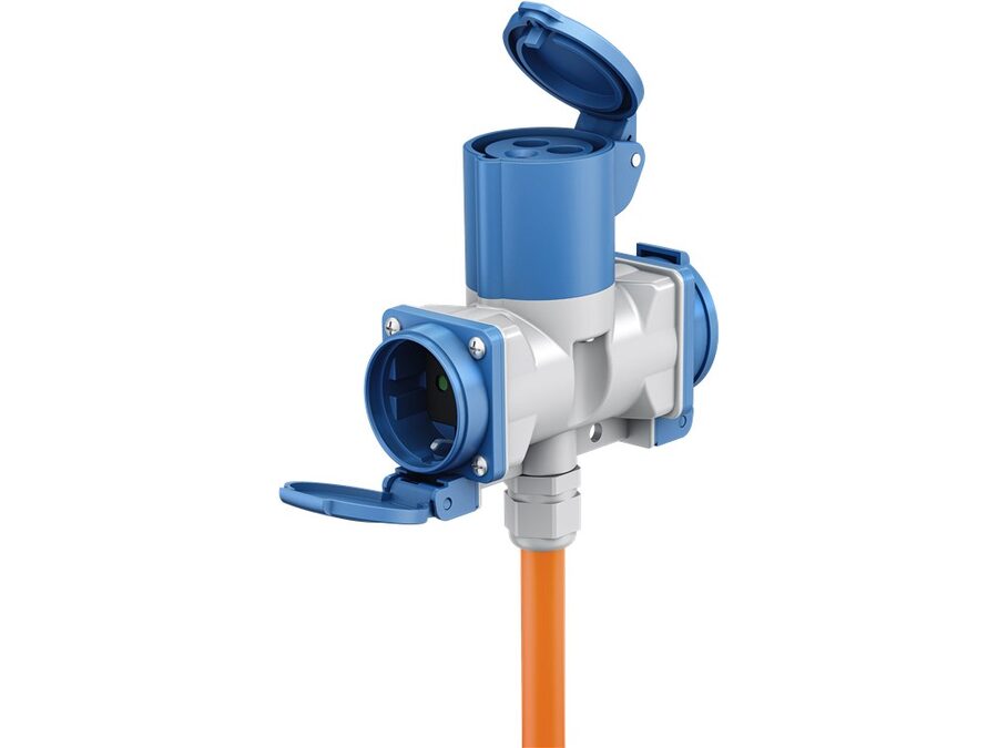 CEE adapter - CEE 3P han til CEE 3P hun + 2 x Jord (1,5m)