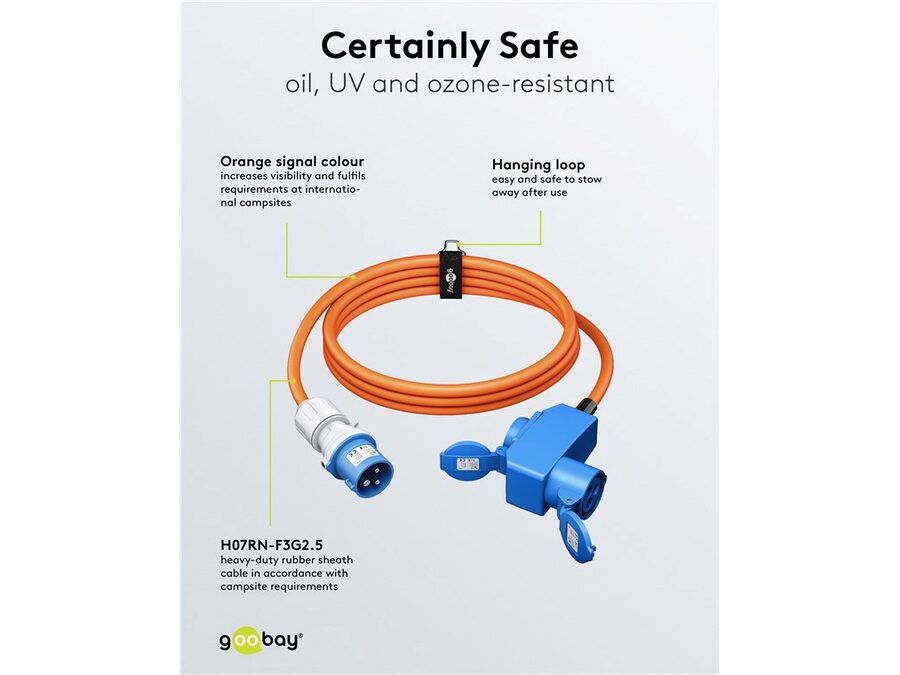 CEE adapter - CEE 3P han til CEE 3P hun + 1 x Jord (5m)