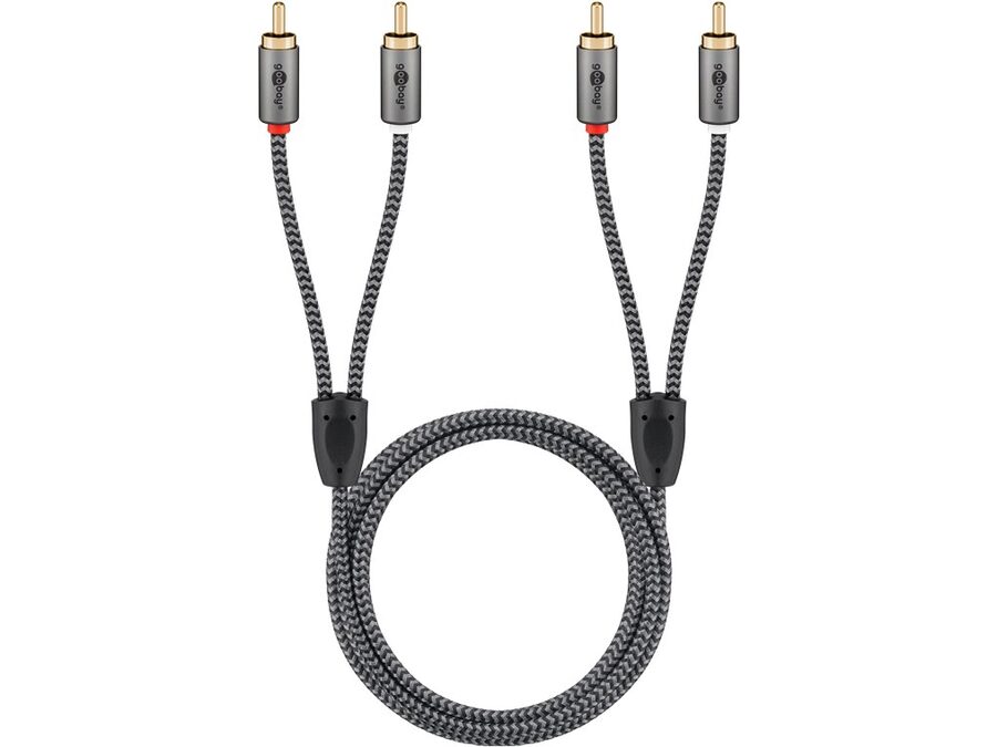 Stereo RCA(Phono) kabel, tekstilkappe (1m)