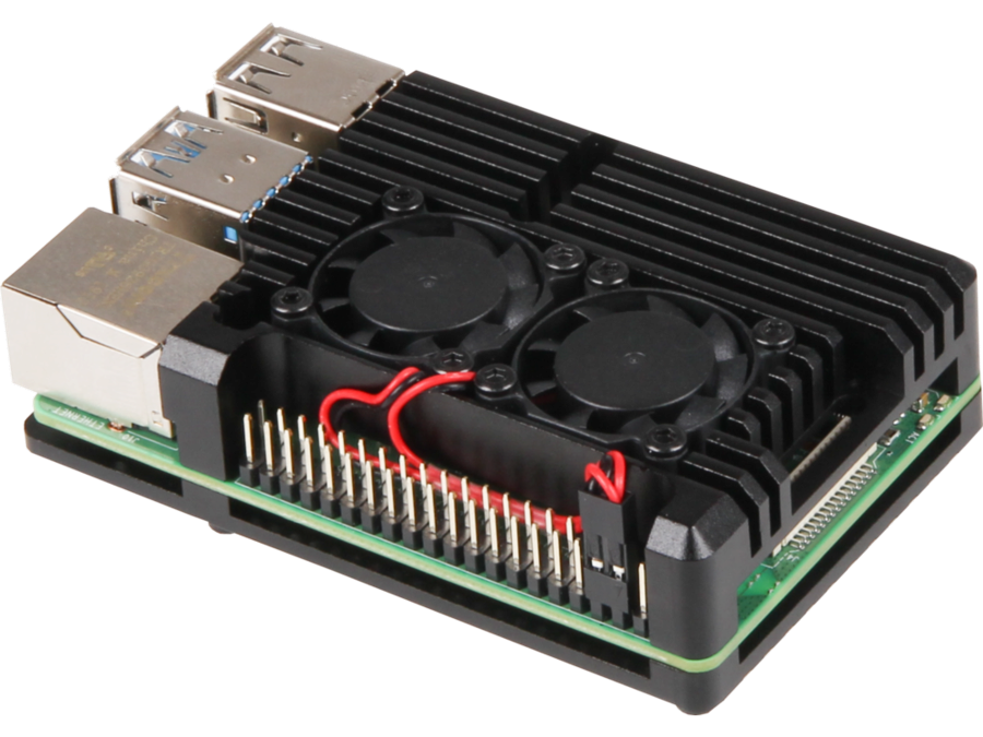 Raspberry Pi 3B/3B+ Alu. Armor Case w. active cooling, Black