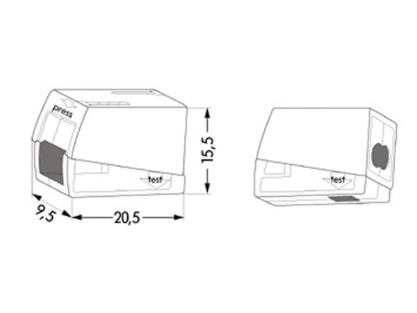 Belysningsklemmemuffe - 0,5-2,5mm², 2 faste, 1 fleks, Grå