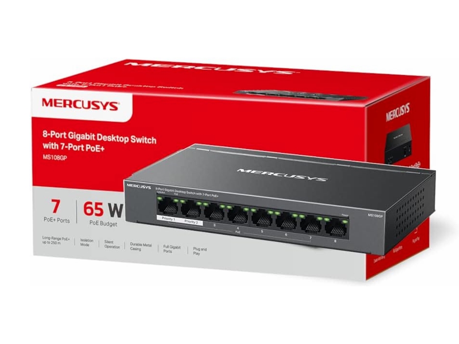 MS108GP V1 Switch 8-porte Gigabit Ethernet PoE+