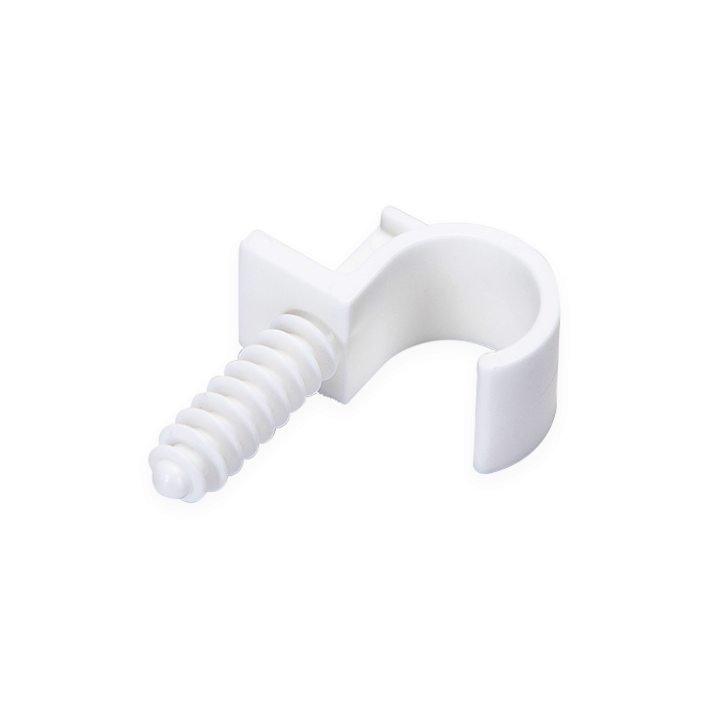 PVC Rørklemme med Enkelt Krog & Ekspansionsbolt, Ø20mm - 10 Stk. i Pose, 3 års Garanti