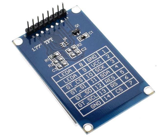 1,77" TFT LCD skærm shield til Arduino (SPI)