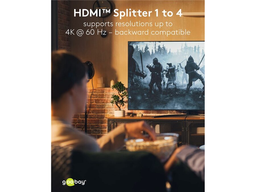 HDMI 2.0 splitter - 1 ind til 4 ud, 4K/60Hz, HDCP