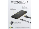 HDMI 2.0 splitter - 1 ind til 4 ud, 4K/60Hz, HDCP
