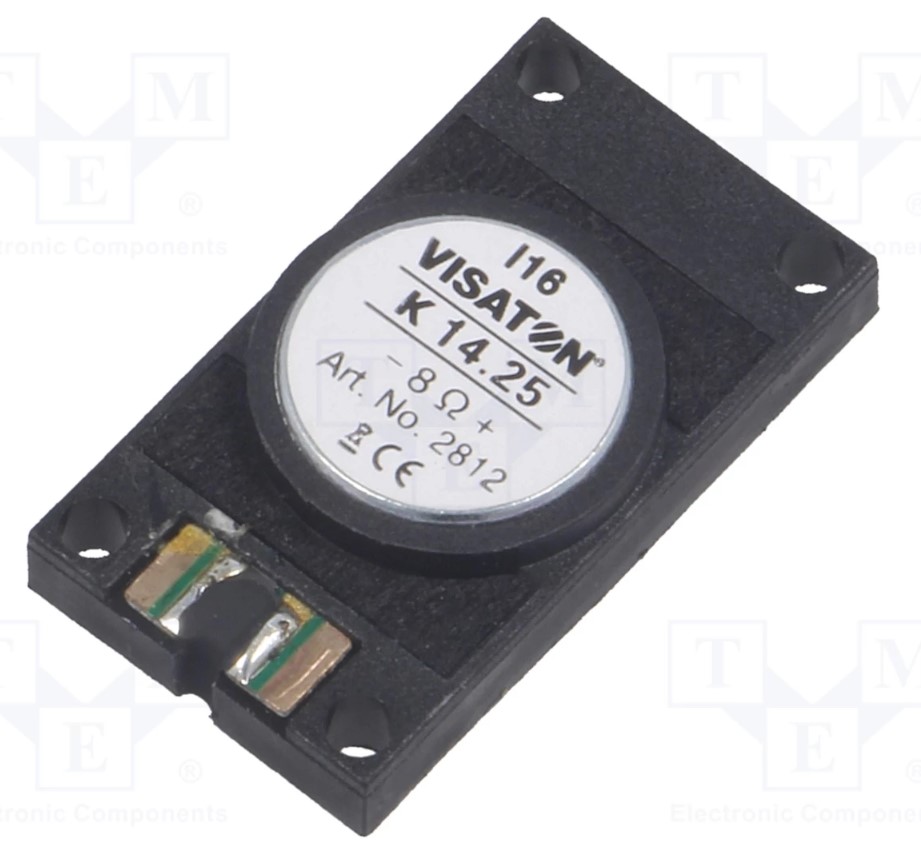 Miniature højttalerelement - 1W, 8ohm, 25x14x5,3mm (IP64)