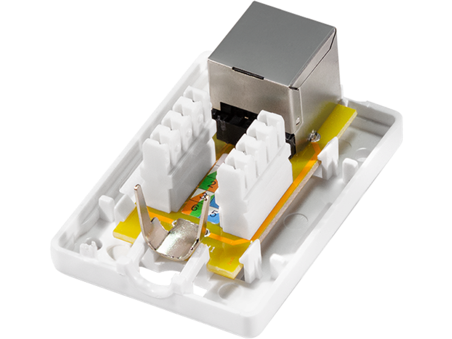 Cat.6A udtag til vægmontage - 1 x RJ45 hun, uskærmet