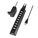 USB 2.0 HUB - 10-port, incl. 3,5A strømforsyning, Sort
