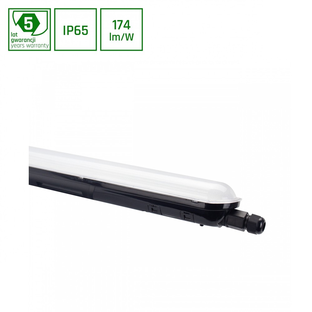 Limea Gigant 38W Vandtæt LED Armatur 1200mm Neutral Hvid 230V IP65 IK10 5 Års Garanti Sort