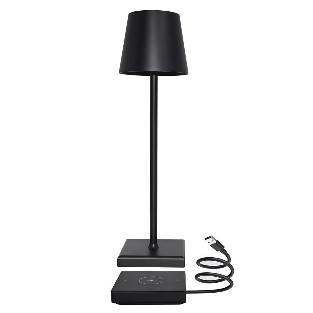 Candela LED bordlampe med trådløs opladning - Sort, IP54, touch dæmpbar