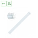 Aquatica 15W LED Væglampe - Varm hvid 230V 150° IP44 596x46x63, Hvid Runde Ender, Afbryder