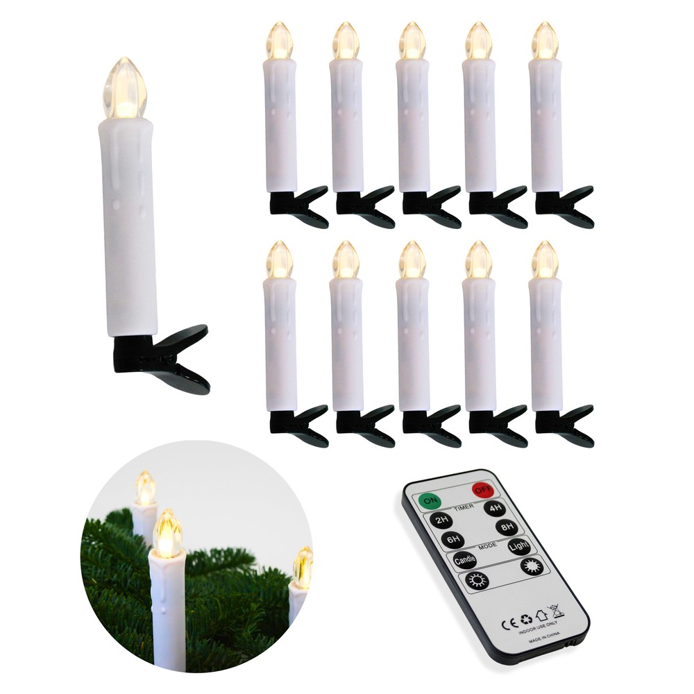 10-pak LED julelys med fjernbetjening og timerfunktion, trådløs og batteridrevet