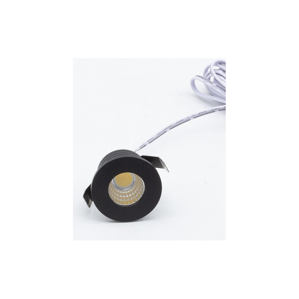 LEDlife Focu38 Sort Indbygningsmøbelspot Ø3,5 cm Hul, 2W 12V DC RA92, Erstatter 20W, 170lm