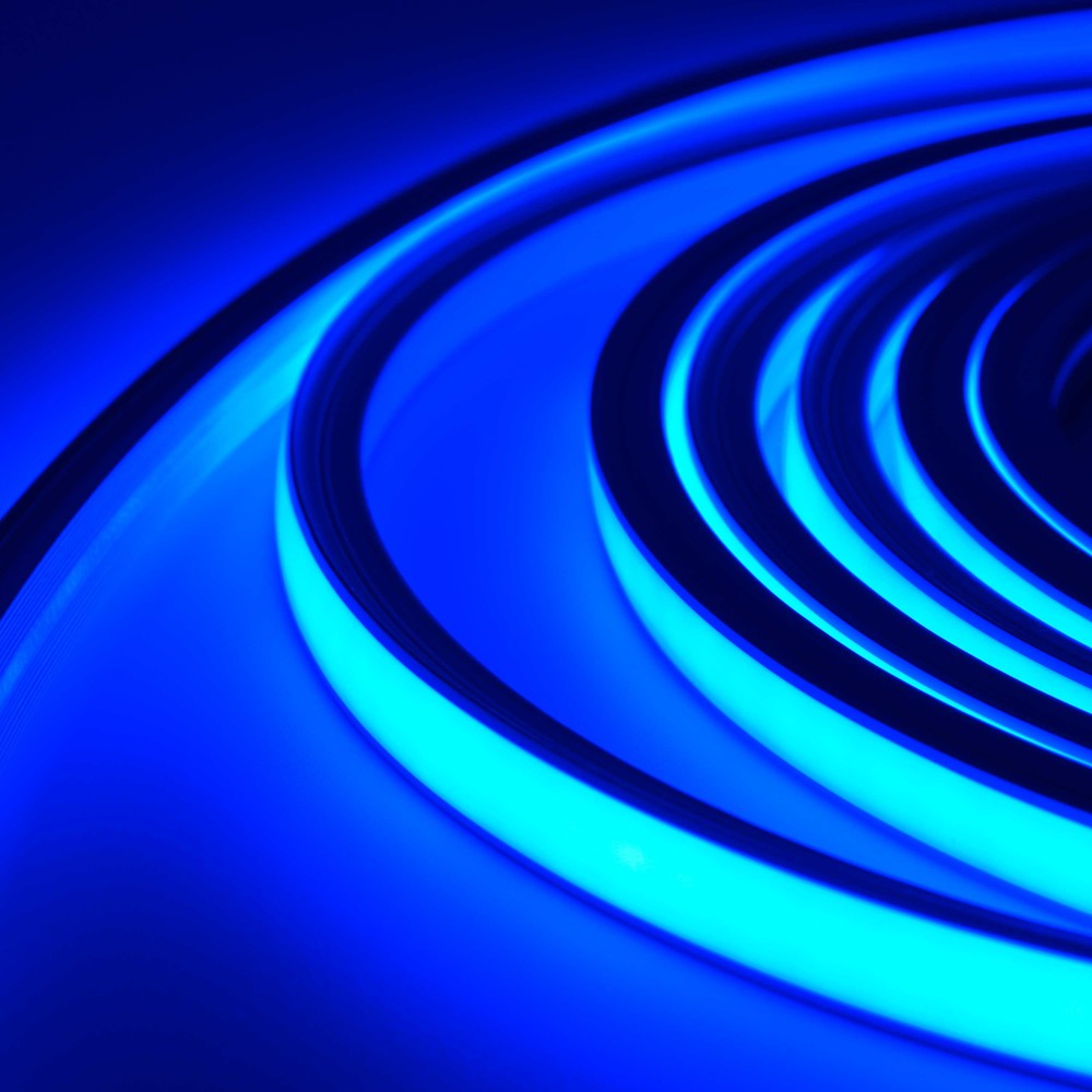 AnyCut Neon Flex 10x10 Blå LED strip - 5m, 8W/m, 12V, Ingen klippeafstand