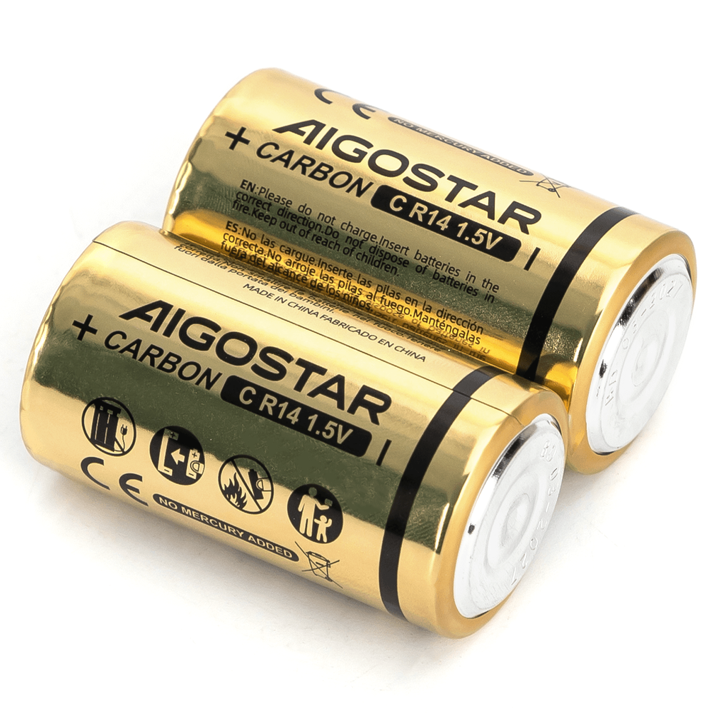 Kulstof-zink batteri R14C - 1,5V - 2-pak med 3 års producentgaranti