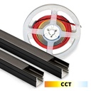 Sort akustikpanel med aluprofil og CCT LED strip, 240 cm - Komplet sæt