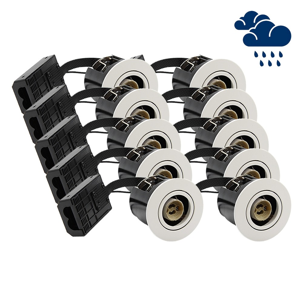10 stk. LEDlife indbygningsspot Inno88 Udendørs - GU10, Hvid, IP44, godkendt i isolering, 230V Input