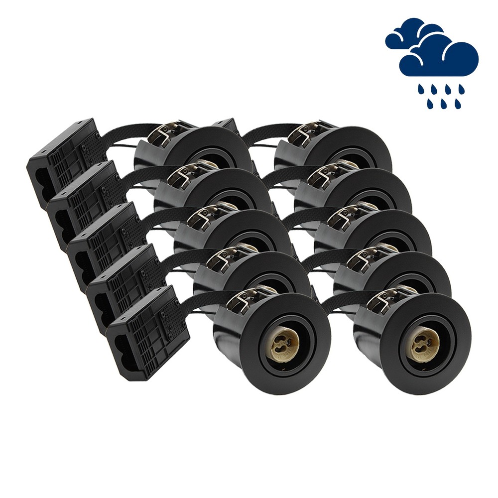 LEDlife indbygningsspot Inno88 Udendørs - GU10, Sort, IP44, godkendt i isolering, 10 stk.