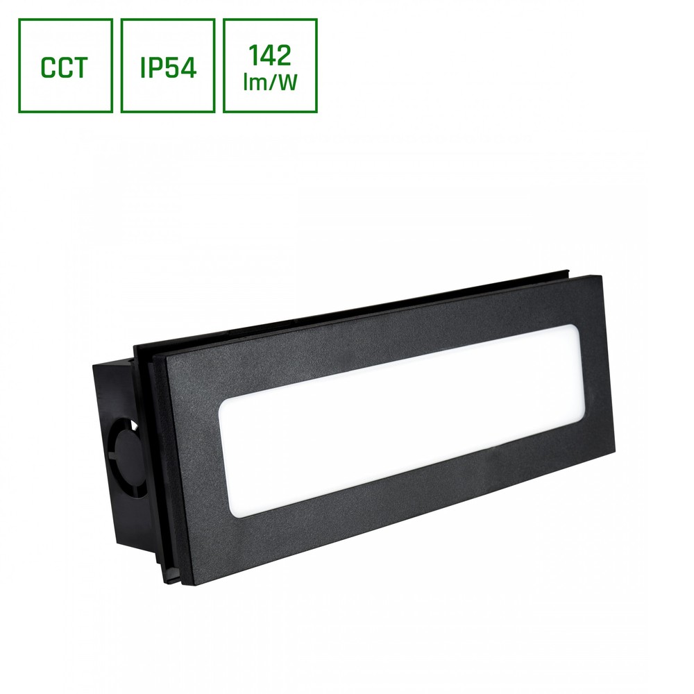 Encanta 6W Sort Nedsænket Facadelampe 230V IP54 230x84x52mm