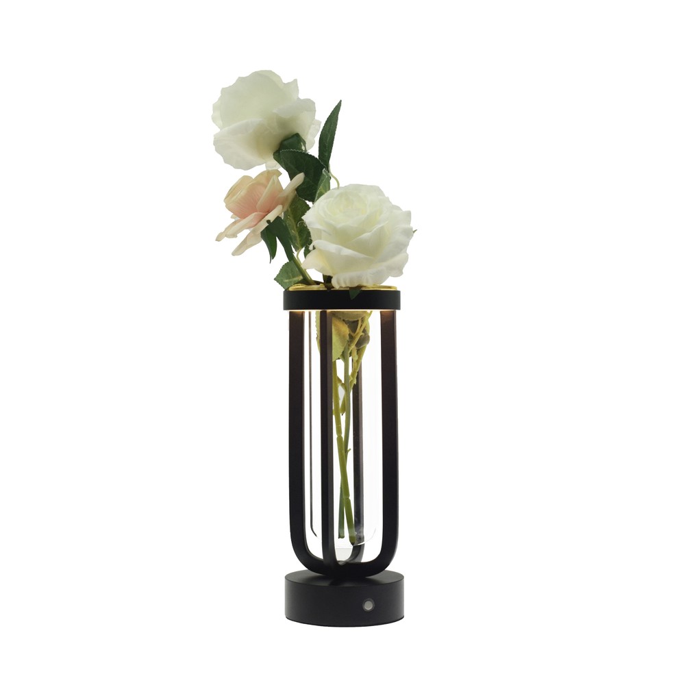 Sort blomstervase med LED lys til inde- og udendørs brug - Dæmpbar, IP54, 5W, 500lm, RA80